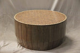 Handmade Bone Inlay Carved Round Coffee Table In Honey Comb Pattern